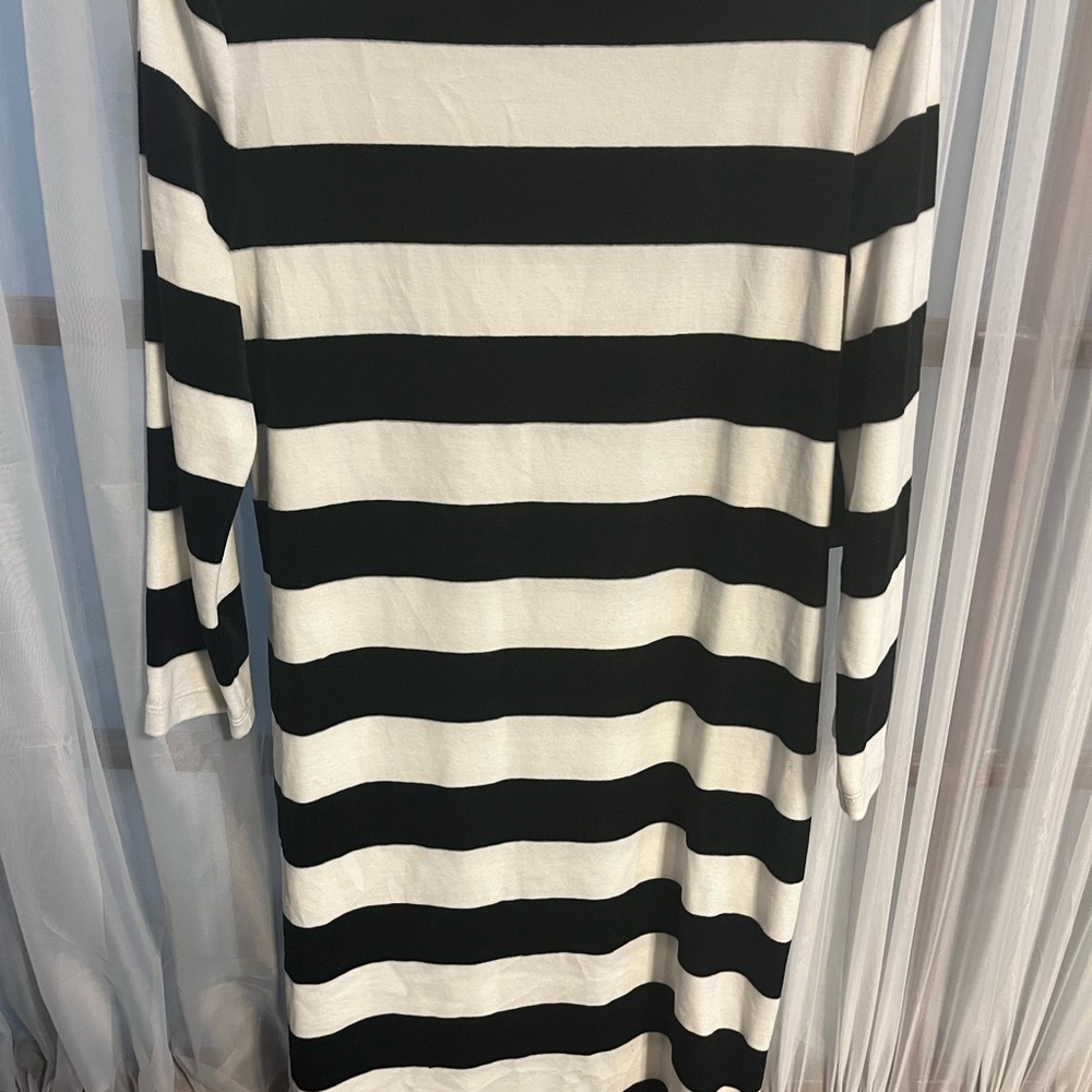 Ralph Lauren Black and White Striped Midi Dress